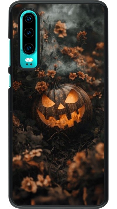 Coque Huawei P30 - Halloween 2025 Pumpkin with flowers
