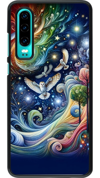 Huawei P30 Case Hülle - Fliegender Blumen-Eule