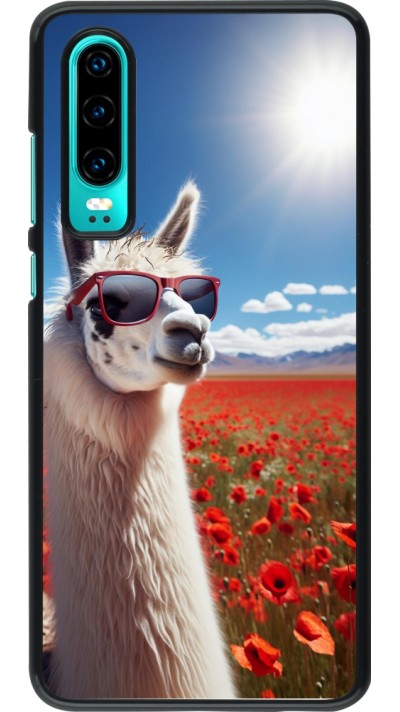 Coque Huawei P30 - Lama Chic en Coquelicot