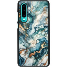 Coque Huawei P30 - Marbre Vert Bleu Doré