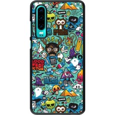 Coque Huawei P30 - Mixed Cartoons Turquoise