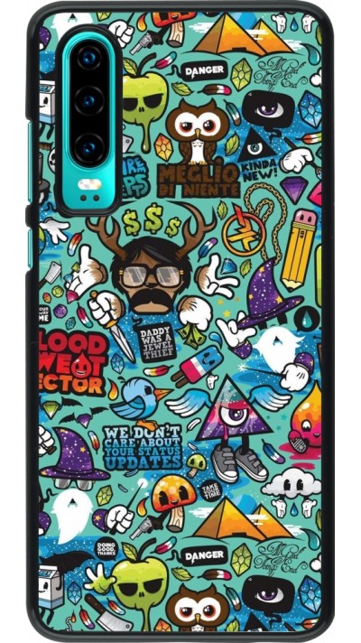 Coque Huawei P30 - Mixed Cartoons Turquoise