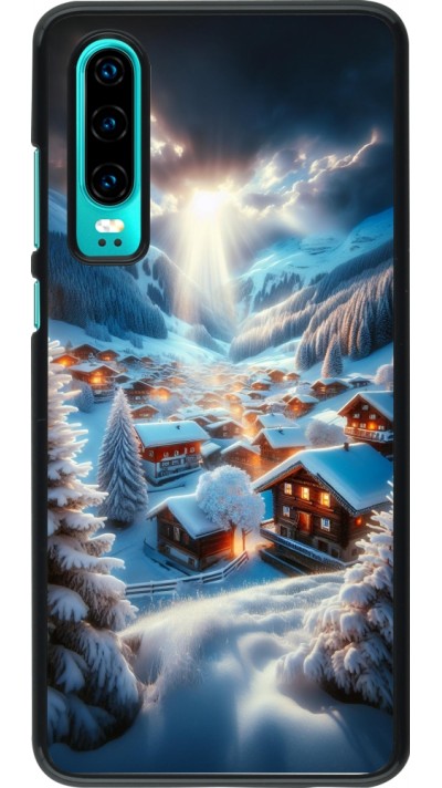 Huawei P30 Case Hülle - Berg Schnee Licht