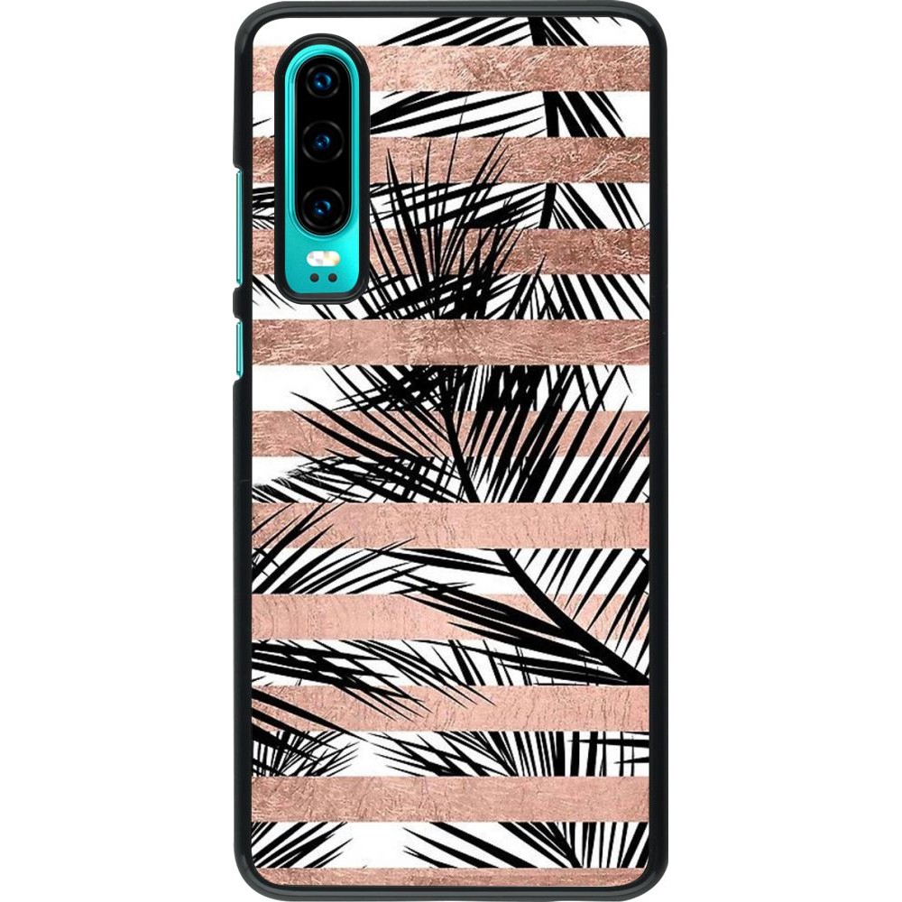 Coque Huawei P30 - Palm trees gold stripes