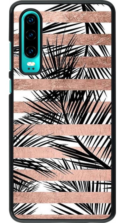 Coque Huawei P30 - Palm trees gold stripes