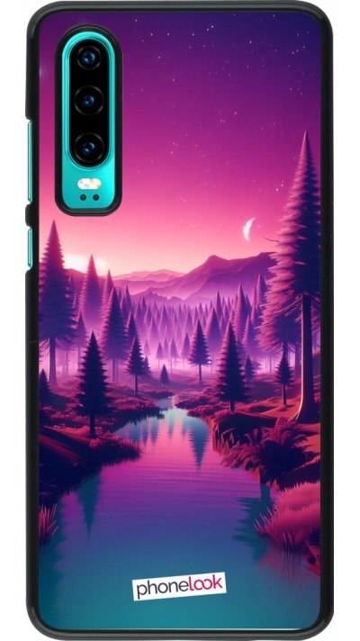 Coque Huawei P30 - Paysage Violet-Rose