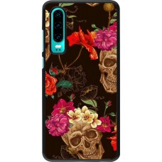 Hülle Huawei P30 - Skulls and flowers