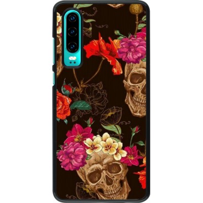 Coque Huawei P30 - Skulls and flowers