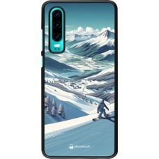 Huawei P30 Case Hülle - Snowboarder Berg