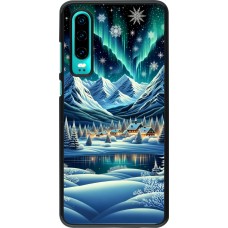 Coque Huawei P30 - Snowy Mountain Village Lake night