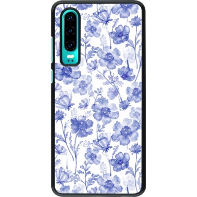 Huawei P30 Case Hülle - Spring 23 watercolor blue flowers