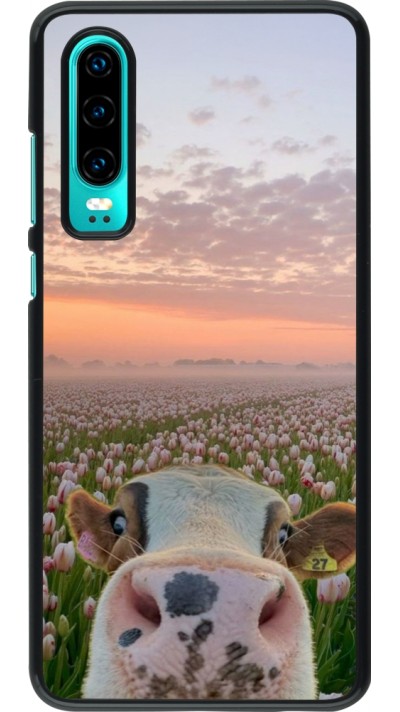 Huawei P30 Case Hülle - Cow with tulips Spring 2026
