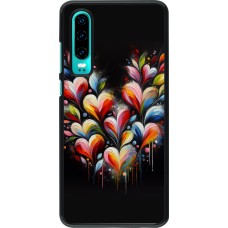 Huawei P30 Case Hülle - Valentin 2024 Schwarzes Herz Abstrakt