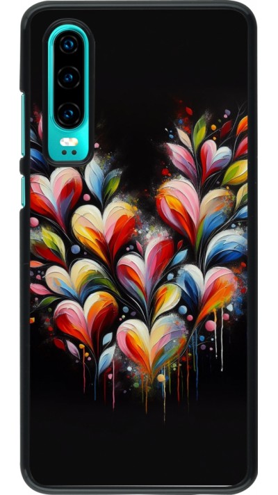 Coque Huawei P30 - Valentine 2024 Coeur Noir Abstrait