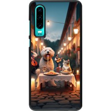 Huawei P30 Case Hülle - Valentin 2024 Hund & Katze Kerzenlicht