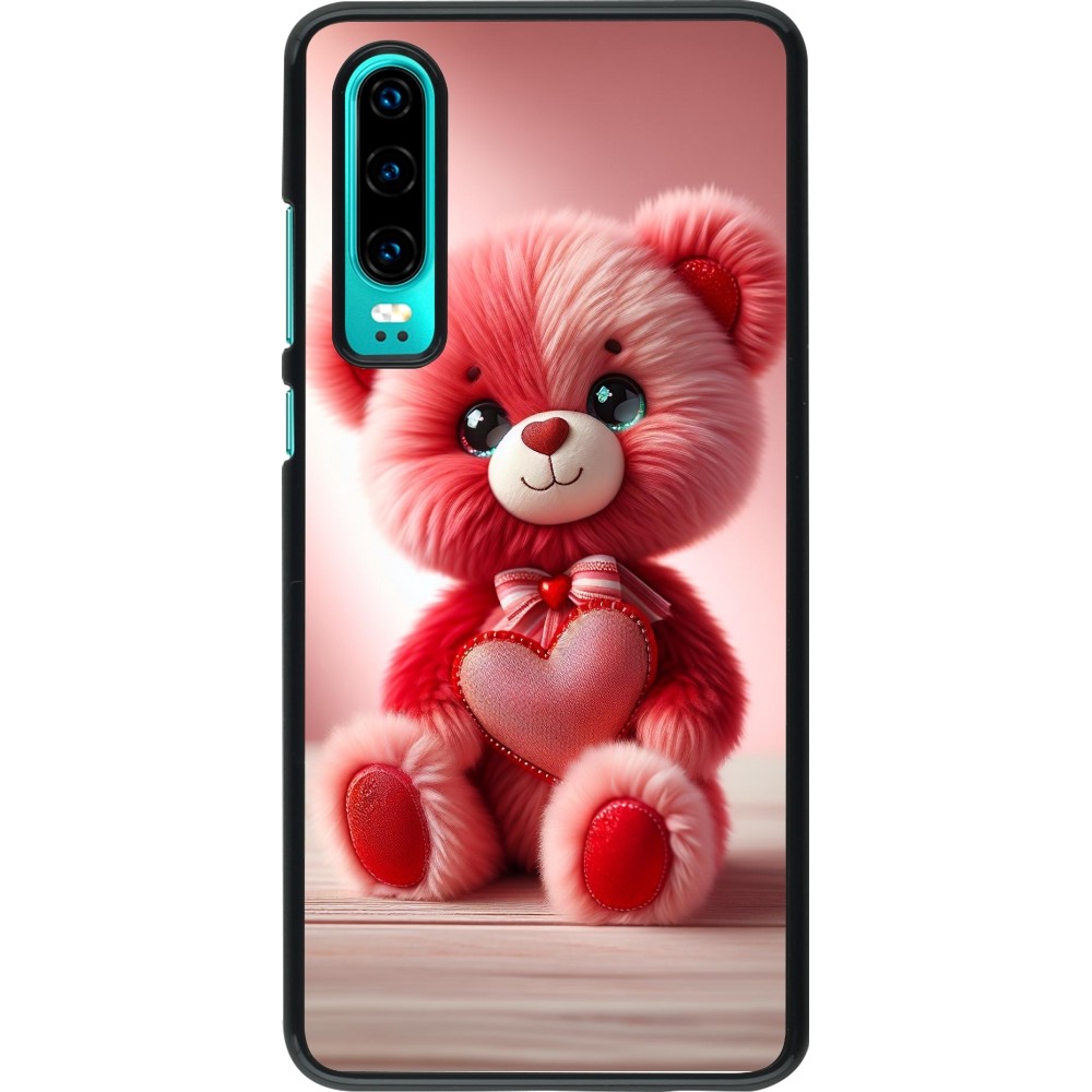 Huawei P30 Case Hülle - Valentin 2024 Rosaroter Teddybär