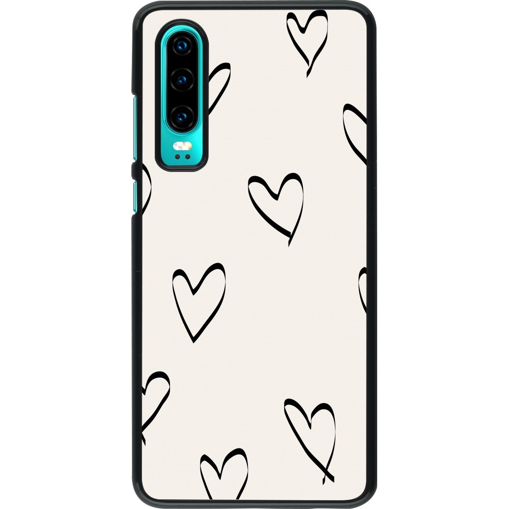 Huawei P30 Case Hülle - Valentine 2023 minimalist hearts
