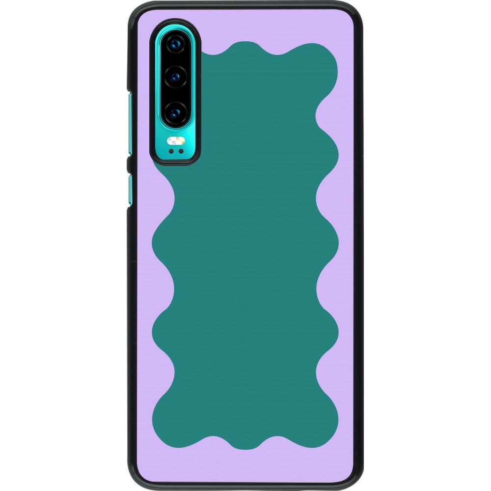Huawei P30 Case Hülle - Wavy Rectangle Green Purple