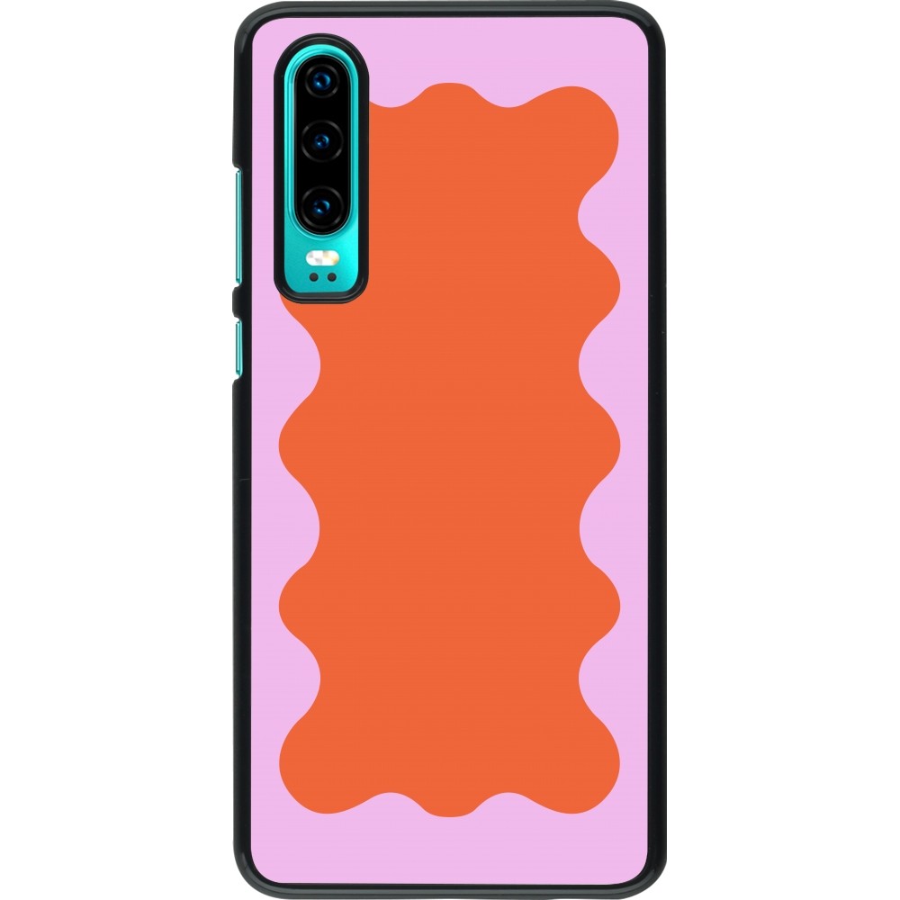 Huawei P30 Case Hülle - Wavy Rectangle Orange Pink