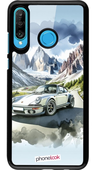 Coque Huawei P30 Lite - Porsche 911 Mountain Watercolor