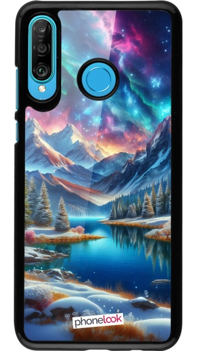 Coque Huawei P30 Lite - Fantasy Mountain Lake Sky Stars