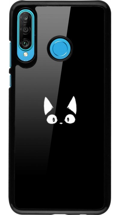 Hülle Huawei P30 Lite - Funny cat on black