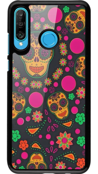 Huawei P30 Lite Case Hülle - Halloween 22 colorful mexican skulls