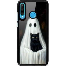 Huawei P30 Lite Case Hülle - Halloween 2025 Ghost with black cat