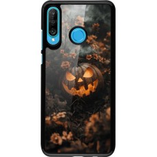 Huawei P30 Lite Case Hülle - Halloween 2025 Pumpkin with flowers