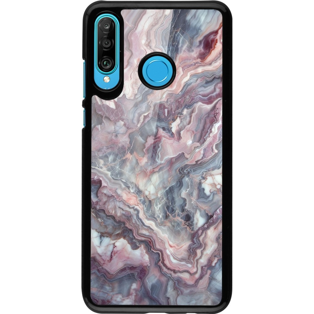 Huawei P30 Lite Case Hülle - Violetter silberner Marmor