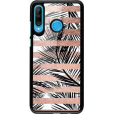 Coque Huawei P30 Lite - Palm trees gold stripes