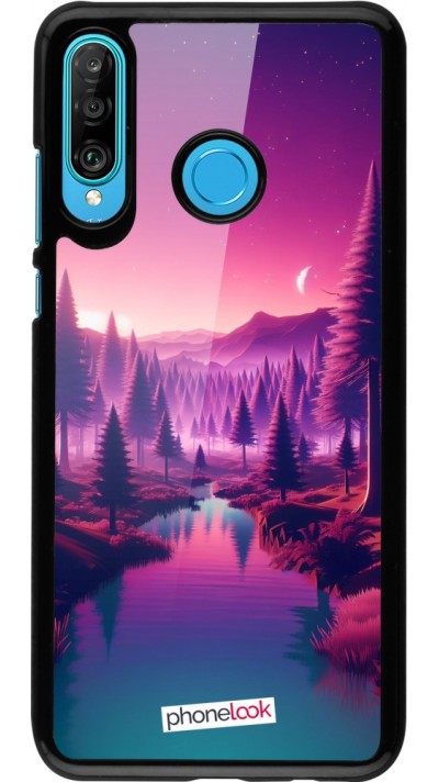 Huawei P30 Lite Case Hülle - Lila-rosa Landschaft