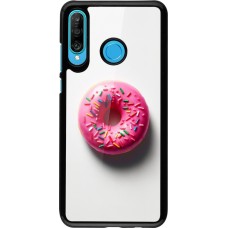 Coque Huawei P30 Lite - Weißer Hintergrund, pinker Donut