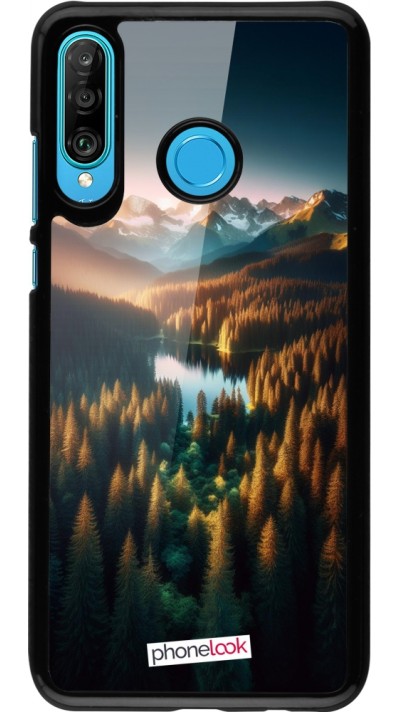 Huawei P30 Lite Case Hülle - Sonnenuntergang Waldsee