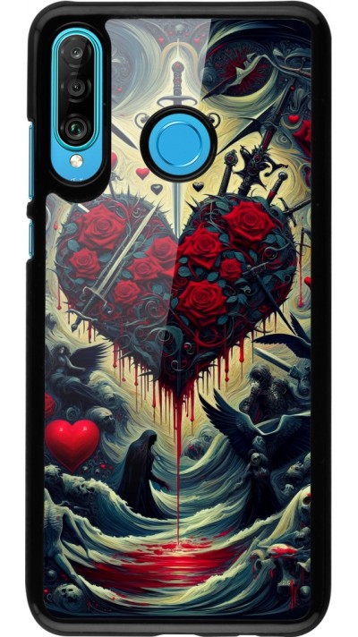 Huawei P30 Lite Case Hülle - Dunkle Liebe Herz Blut