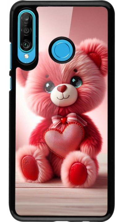 Huawei P30 Lite Case Hülle - Valentin 2024 Rosaroter Teddybär