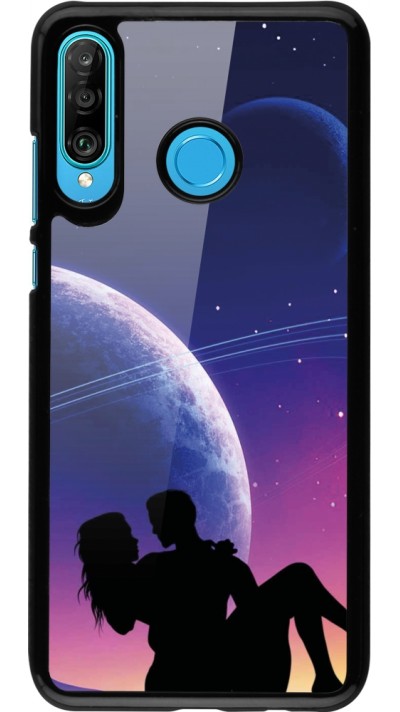 Coque Huawei P30 Lite - Valentine 2023 couple love to the moon