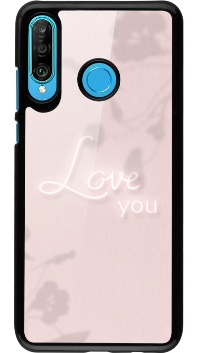Coque Huawei P30 Lite - Valentine 2023 love you neon flowers shadows
