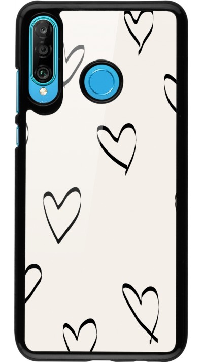 Huawei P30 Lite Case Hülle - Valentine 2023 minimalist hearts