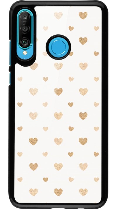 Coque Huawei P30 Lite - Valentine 2023 multiple gold hearts