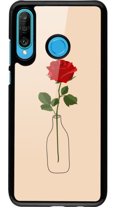 Coque Huawei P30 Lite - Valentine 2023 single rose in a bottle