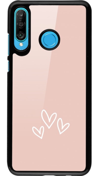 Coque Huawei P30 Lite - Valentine 2023 three minimalist hearts