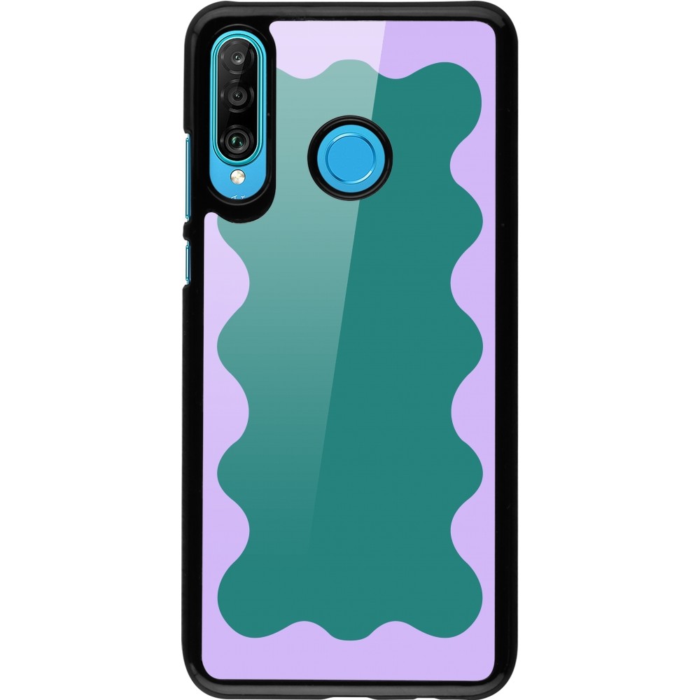 Huawei P30 Lite Case Hülle - Wavy Rectangle Green Purple
