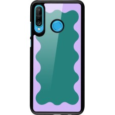 Huawei P30 Lite Case Hülle - Wavy Rectangle Green Purple