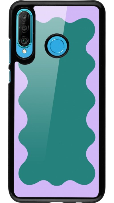 Huawei P30 Lite Case Hülle - Wavy Rectangle Green Purple