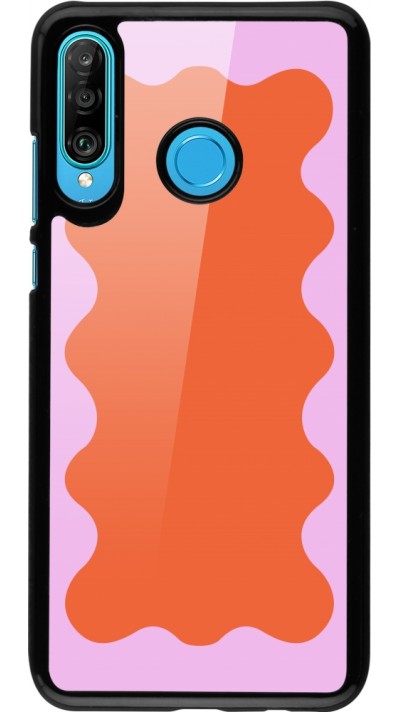 Huawei P30 Lite Case Hülle - Wavy Rectangle Orange Pink