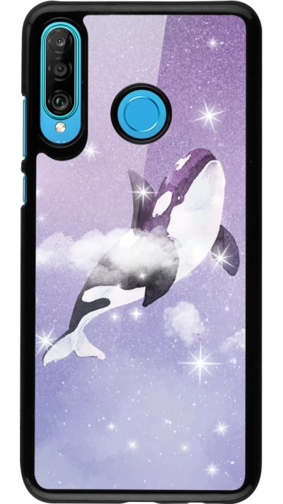 Coque Huawei P30 Lite - Whale in sparking stars
