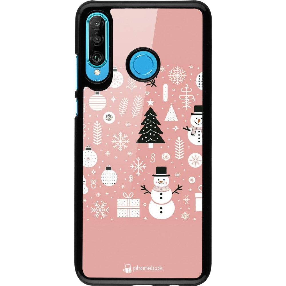 Huawei P30 Lite Case Hülle - Weihnachten 2024 Rose Schneemann Weihnachten