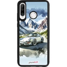 Coque Huawei P30 Lite - Silicone rigide noir Porsche 911 Mountain Watercolor