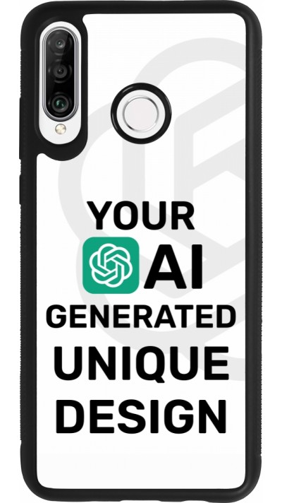 Coque Huawei P30 Lite - Silicone rigide noir Unique au monde générée par intelligence artificielle (AI) avec vos idées
